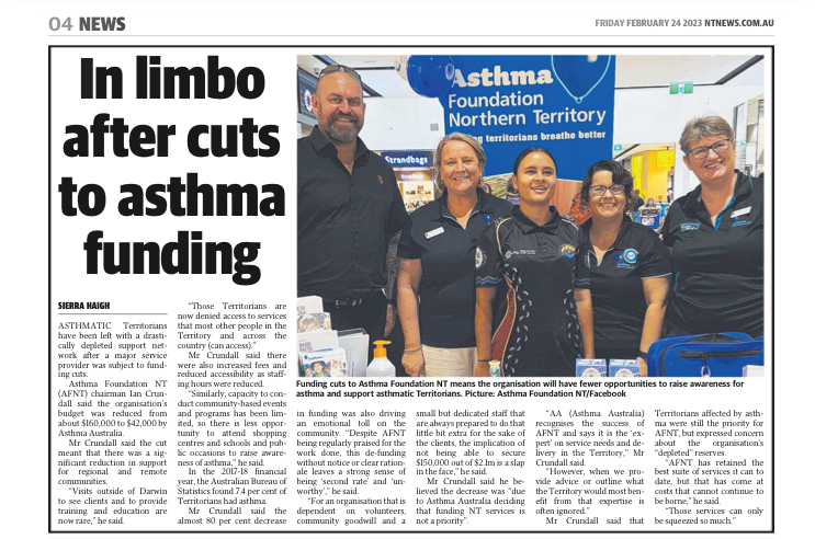 Read the NT News story on AFNT funding cuts